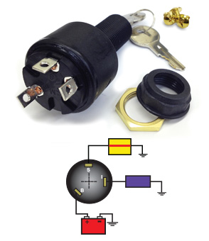 Marine Ignition Key Switch 4 Position Conventional Accessory-Off-Run-Start 